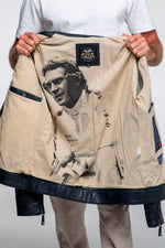 Steve McQueen licensed navy blue leather jacket - Image n°3