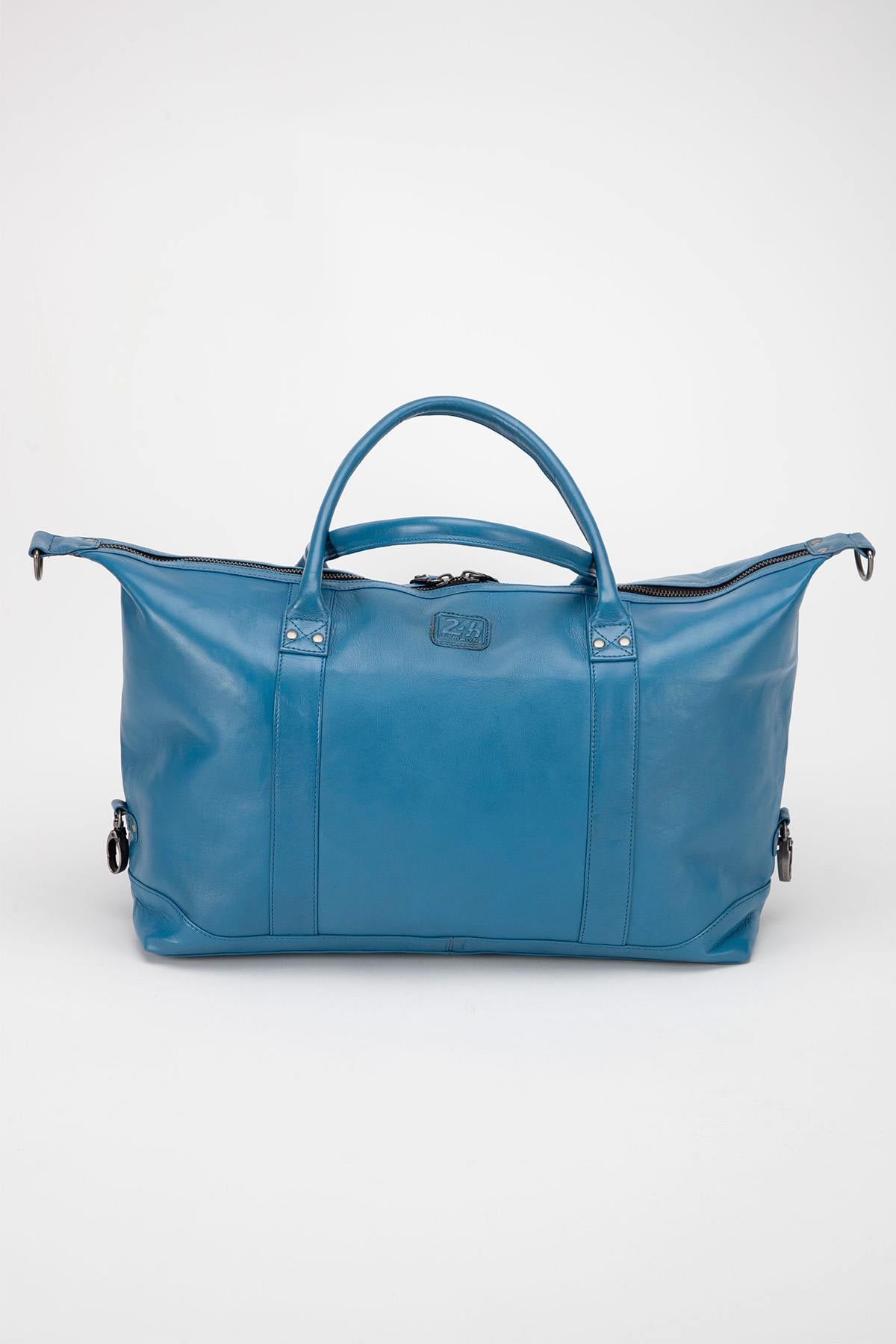 Steve McQueen blue leather 48-hour travel bag - Image n°2