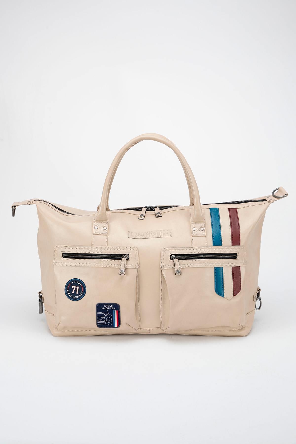 Steve McQueen 48-hour travel bag in ecru leather - Image n°1