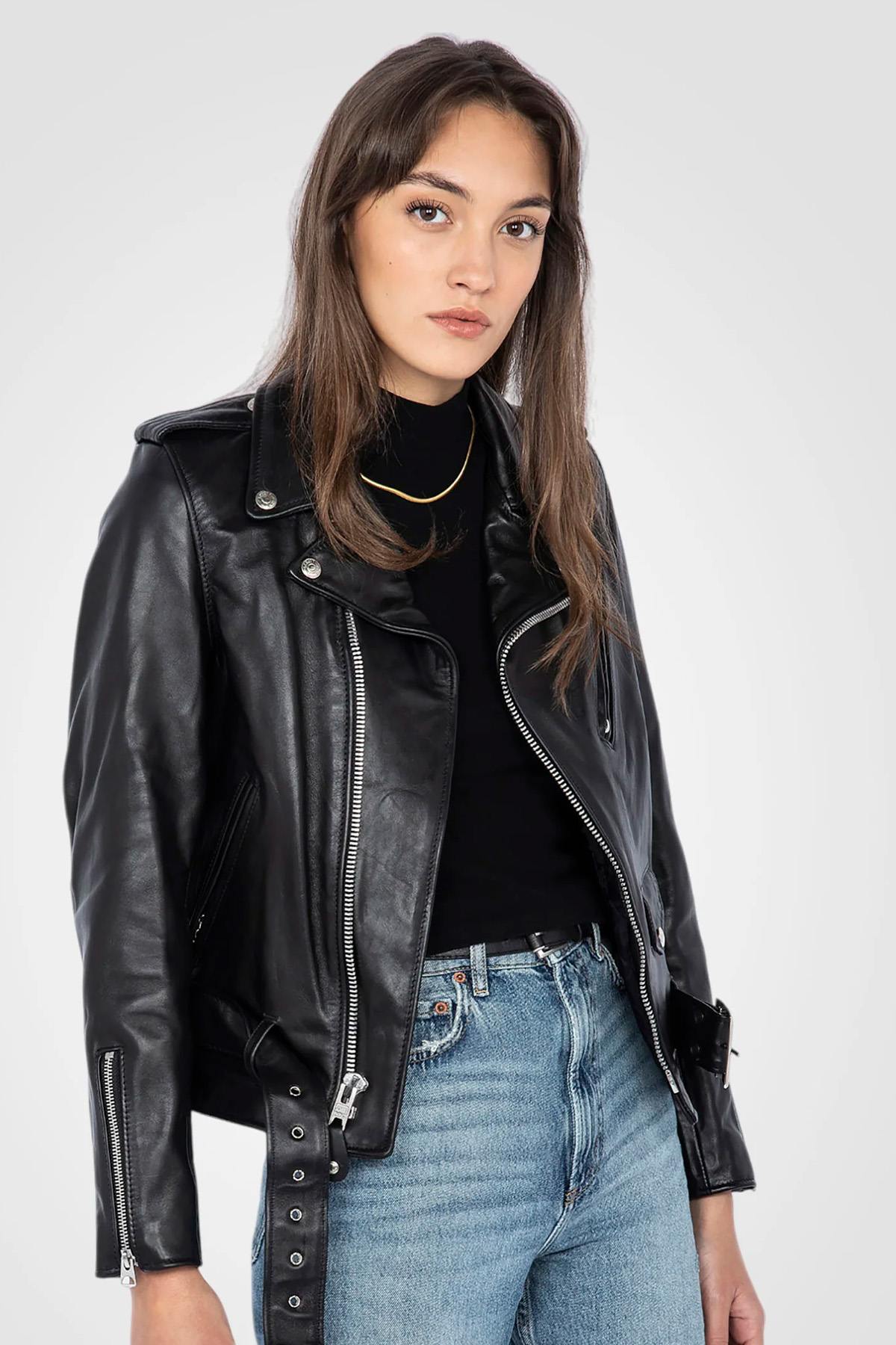 A slim women's Perfecto® in naked cowhide, crafted by Schott NYC. - Image n°2