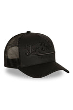 Black mesh cap with tone-on-tone embroidered logo - Image n°1