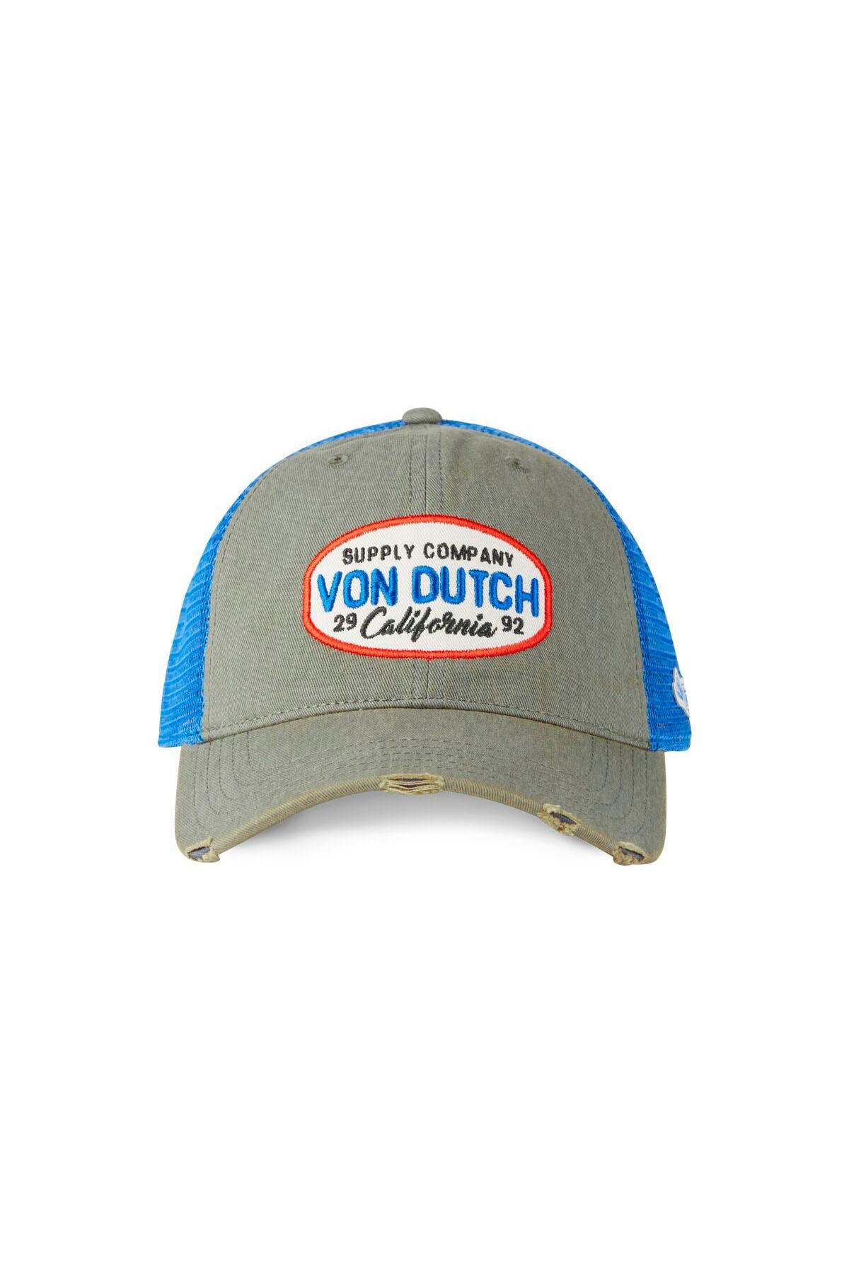 Blue and khaki mesh cap with embroidery - Image n°4