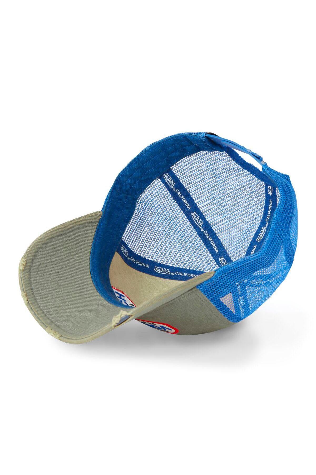 Blue and khaki mesh cap with embroidery - Image n°5