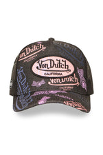 Black mesh cap with multiple printed and embroidered logos - Image n°4