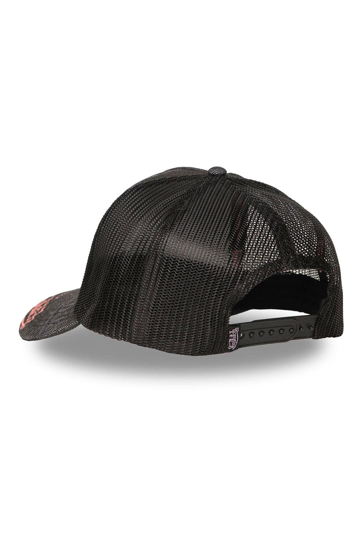 Black mesh cap with multiple printed and embroidered logos - Image n°2