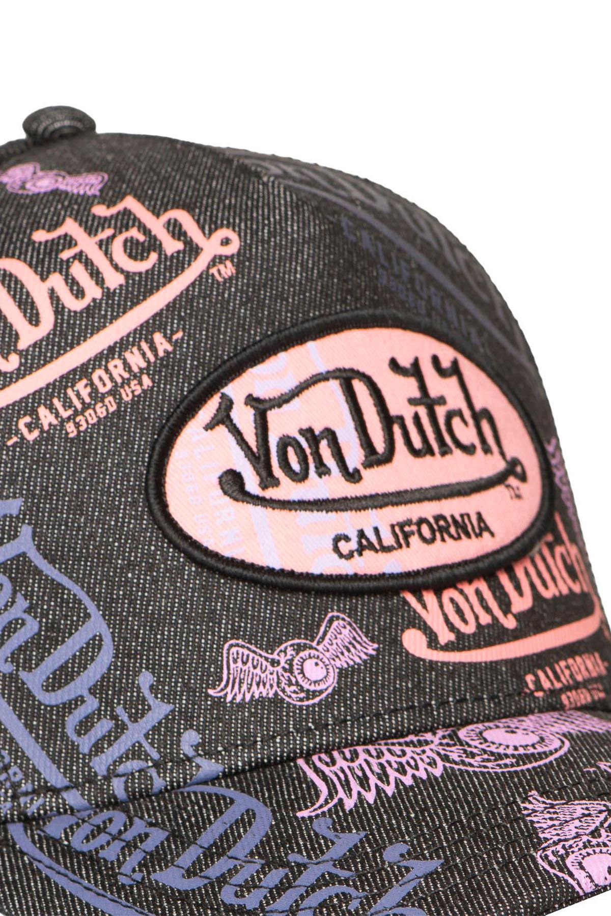 Black mesh cap with multiple printed and embroidered logos - Image n°3