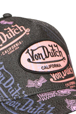 Black mesh cap with multiple printed and embroidered logos - Image n°3