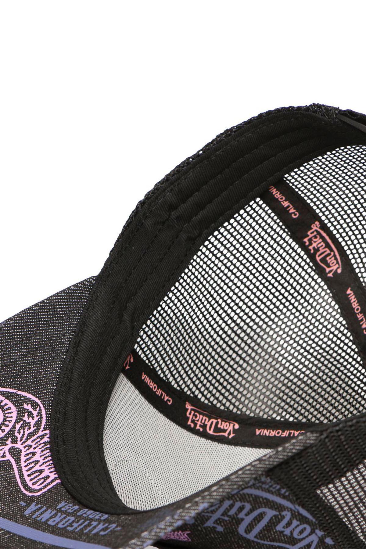 Black mesh cap with multiple printed and embroidered logos - Image n°6