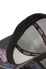 Black mesh cap with multiple printed and embroidered logos - Image n°6