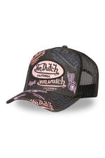 Black mesh cap with multiple printed and embroidered logos - Image n°7
