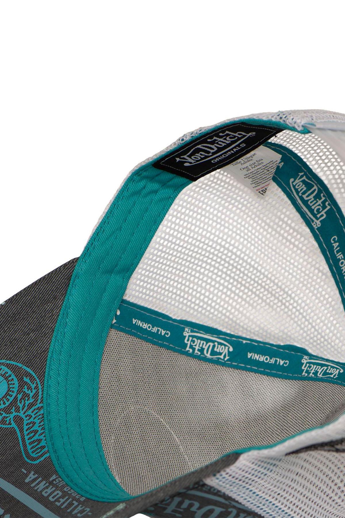 Grey and blue mesh cap with multiple printed and embroidered logos - Image n°6