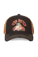 Black and orange trucker cap with illustrated logo - Image n°4
