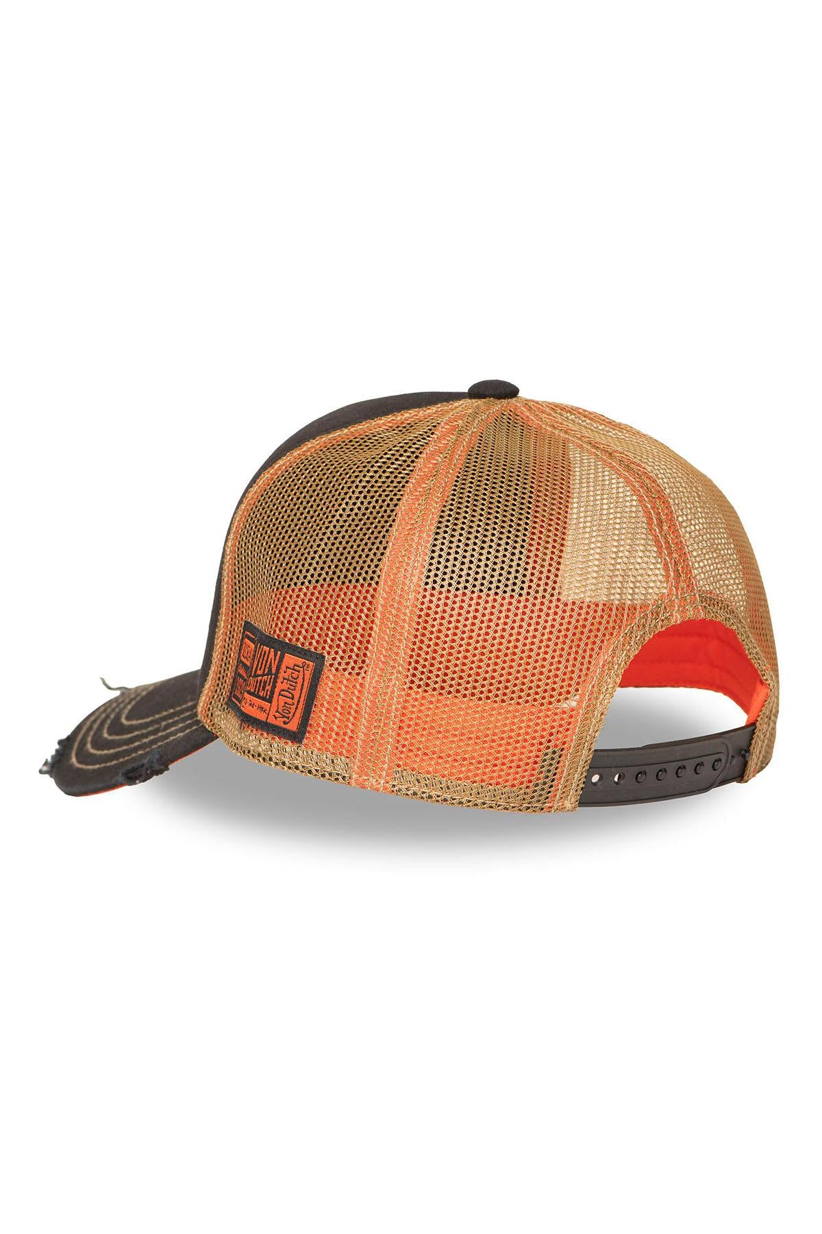 Black and orange trucker cap with illustrated logo - Image n°2