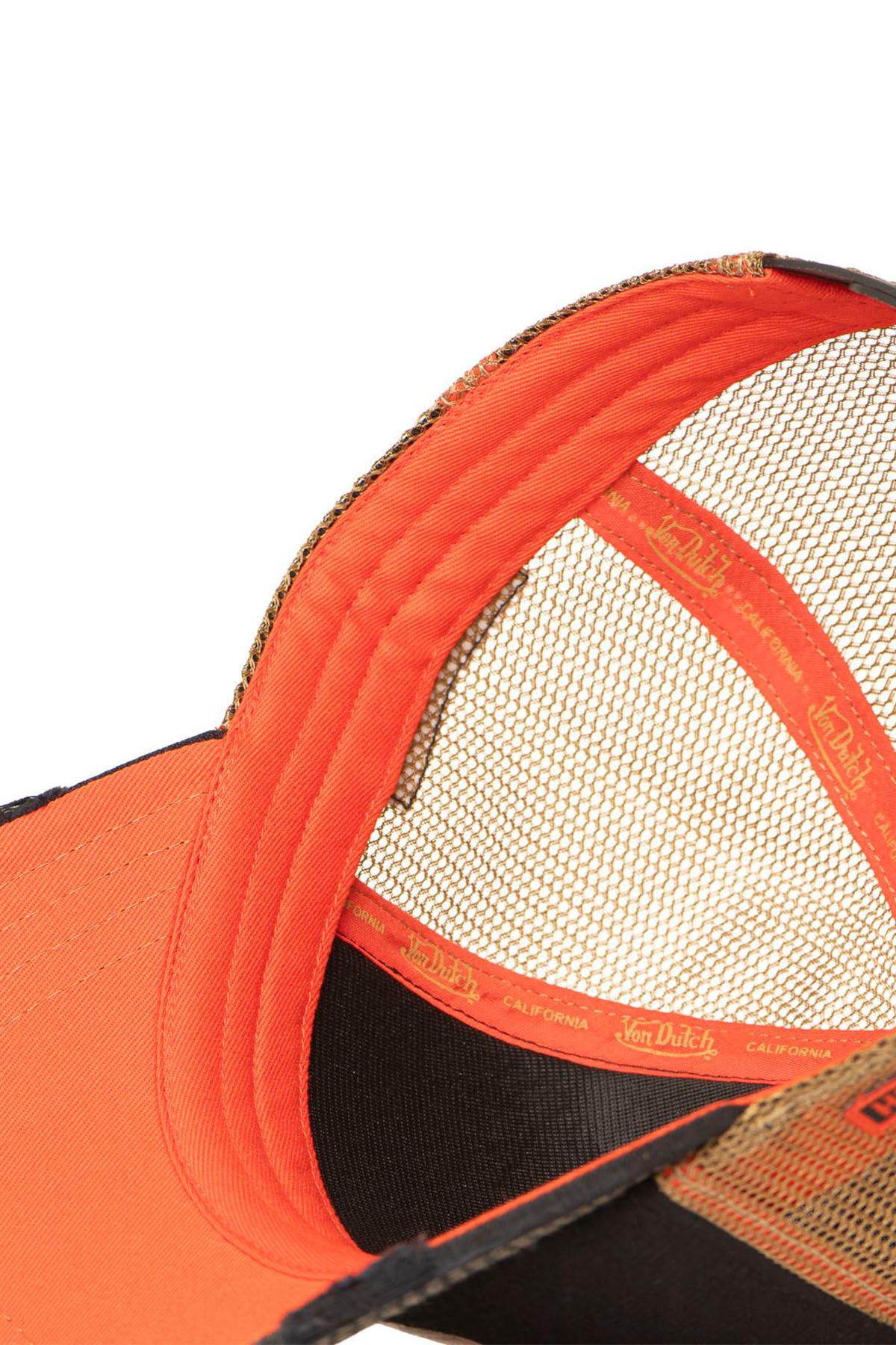 Black and orange trucker cap with illustrated logo - Image n°6