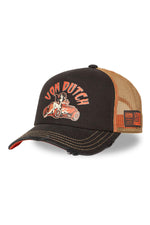 Black and orange trucker cap with illustrated logo - Image n°7