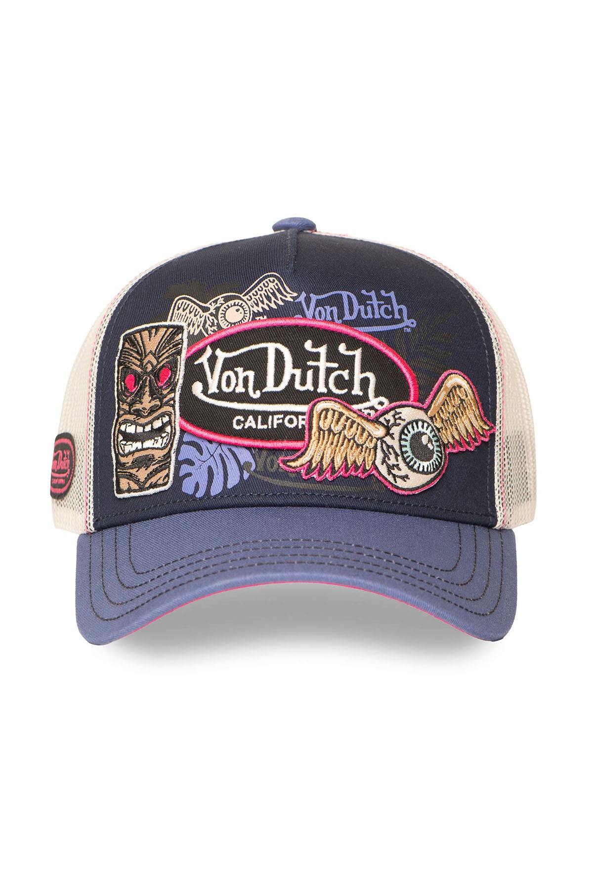 Blue and pink trucker cap with Von Dutch patches - Image n°4
