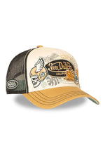 Black, beige, and yellow trucker cap with Von Dutch patches - Image n°7
