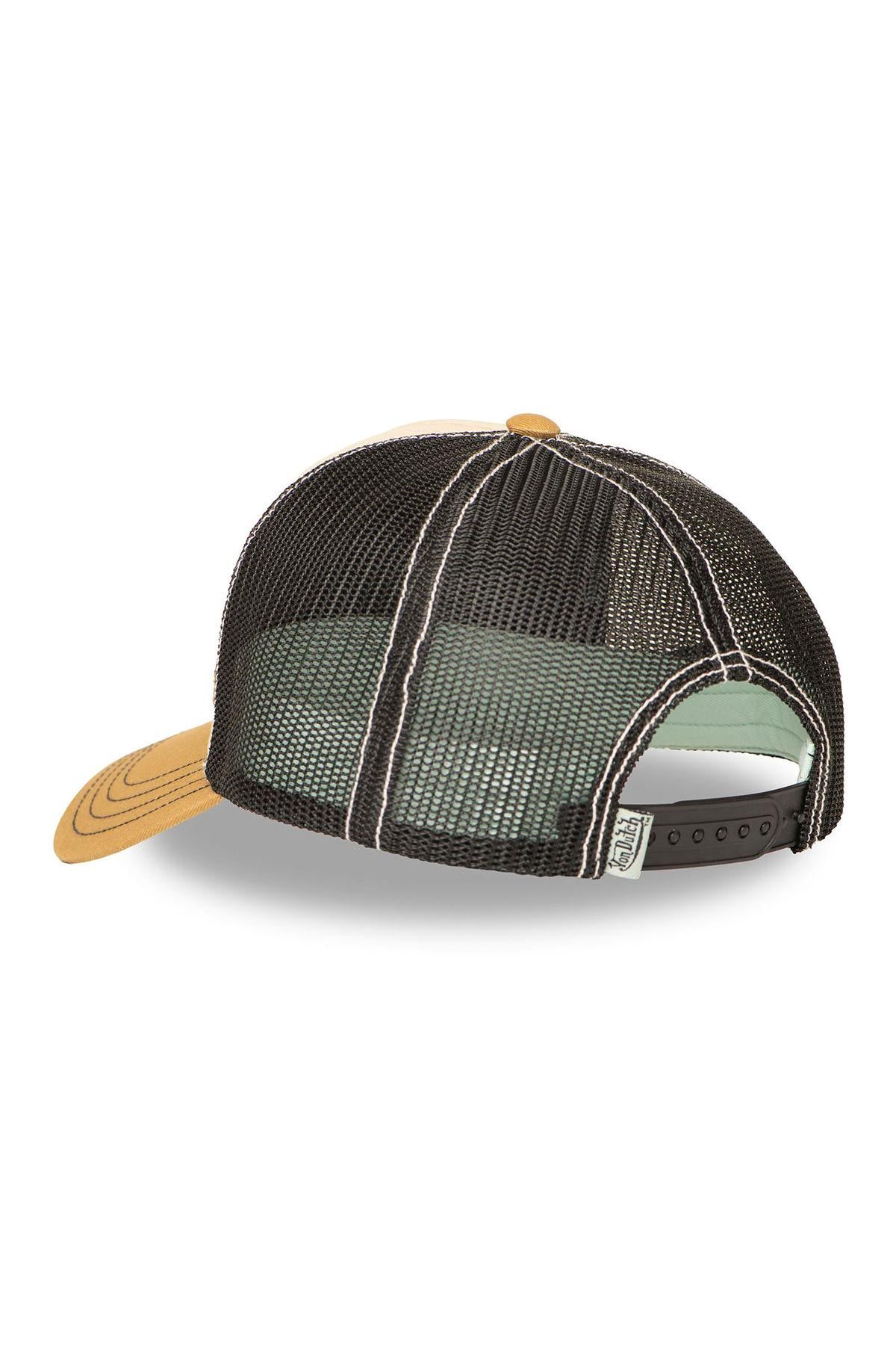 Black, beige, and yellow trucker cap with Von Dutch patches - Image n°2