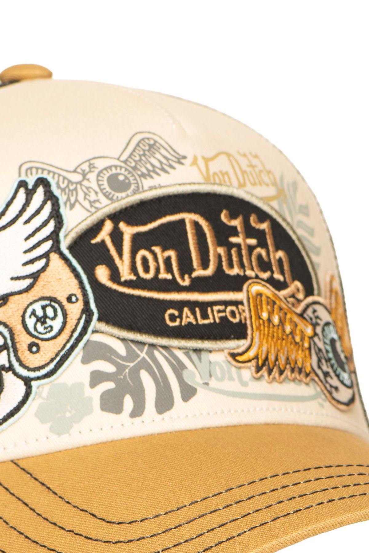 Black, beige, and yellow trucker cap with Von Dutch patches - Image n°3