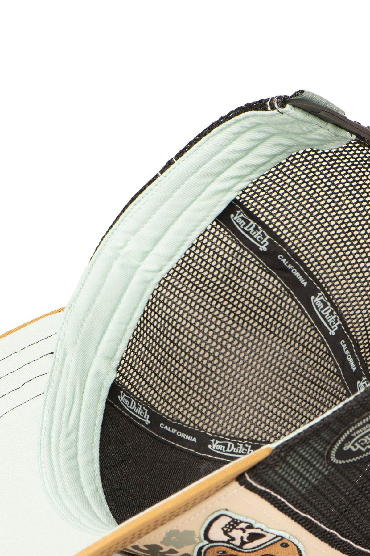 Black, beige, and yellow trucker cap with Von Dutch patches - Image n°6
