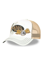 White and beige trucker cap with Von Dutch patches - Image n°1