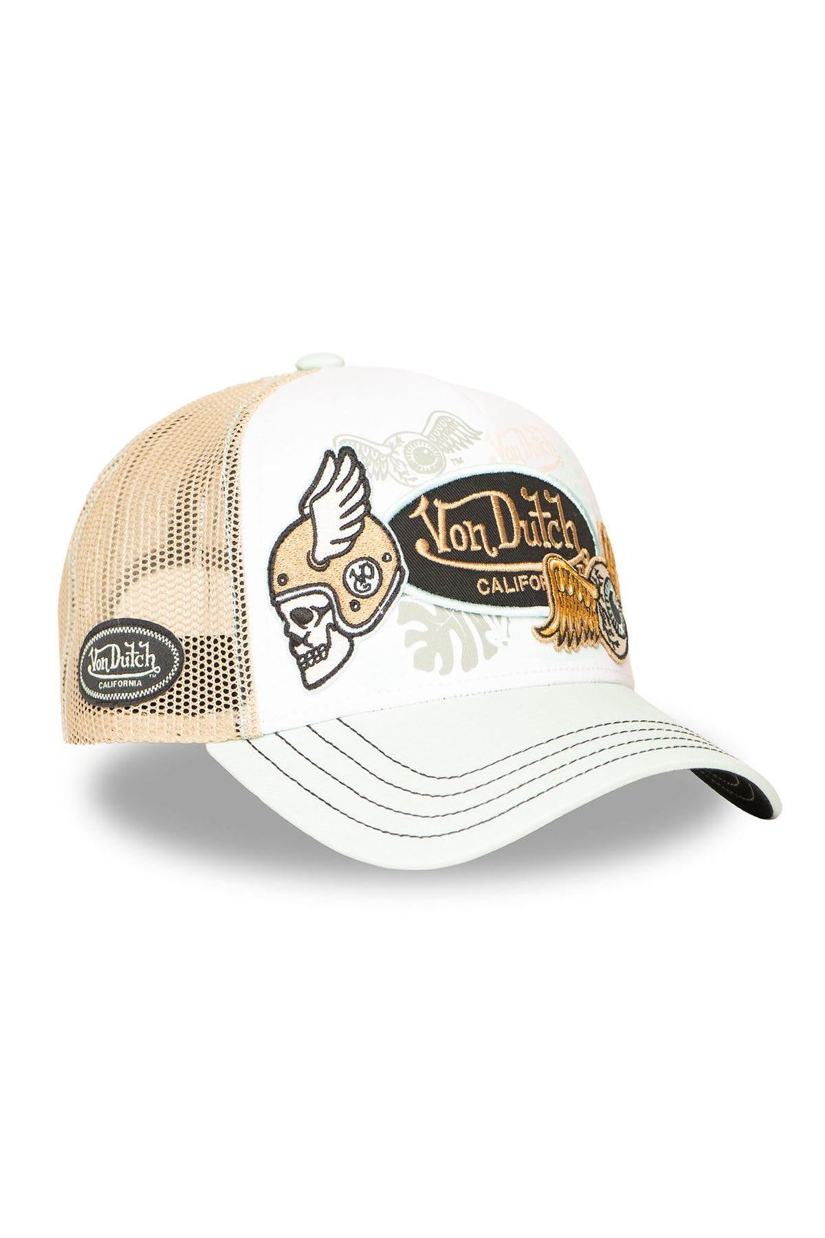 White and beige trucker cap with Von Dutch patches - Image n°7