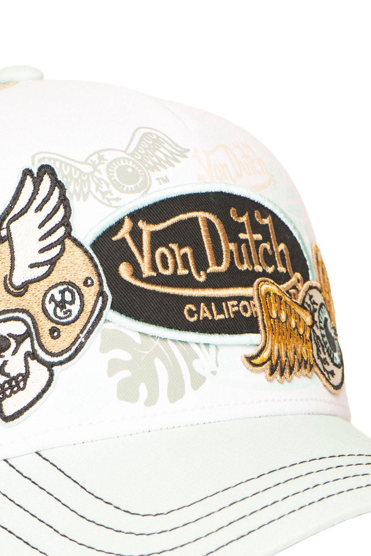White and beige trucker cap with Von Dutch patches - Image n°3