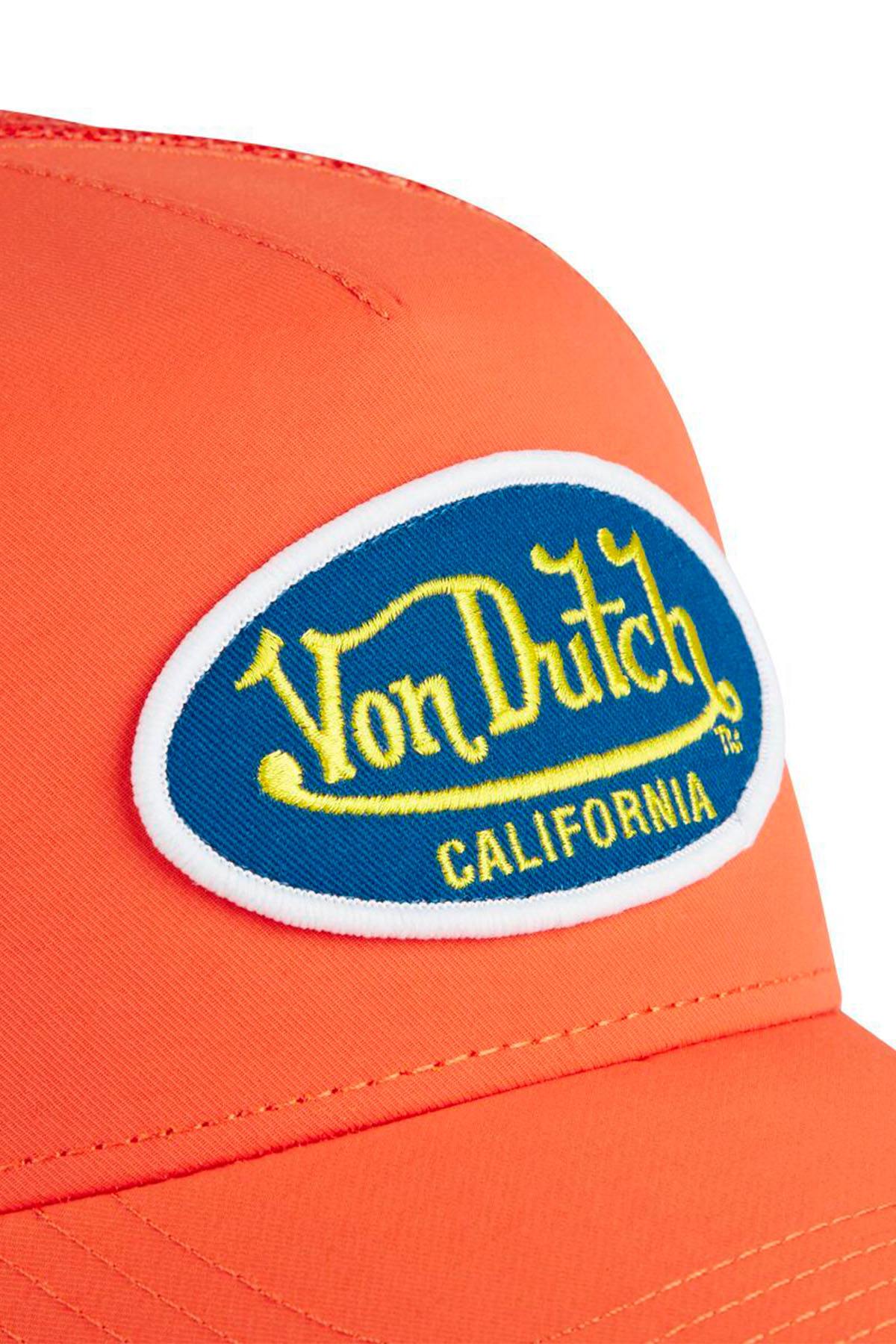 Orange mesh cap with blue and yellow logo patch - Image n°3
