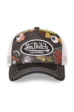 Black and white mesh cap with illustrated pattern - Image n°4