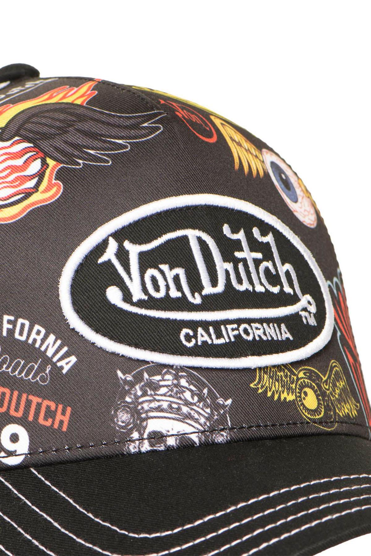 Black and white mesh cap with illustrated pattern - Image n°3