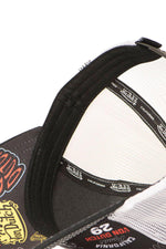 Black and white mesh cap with illustrated pattern - Image n°6