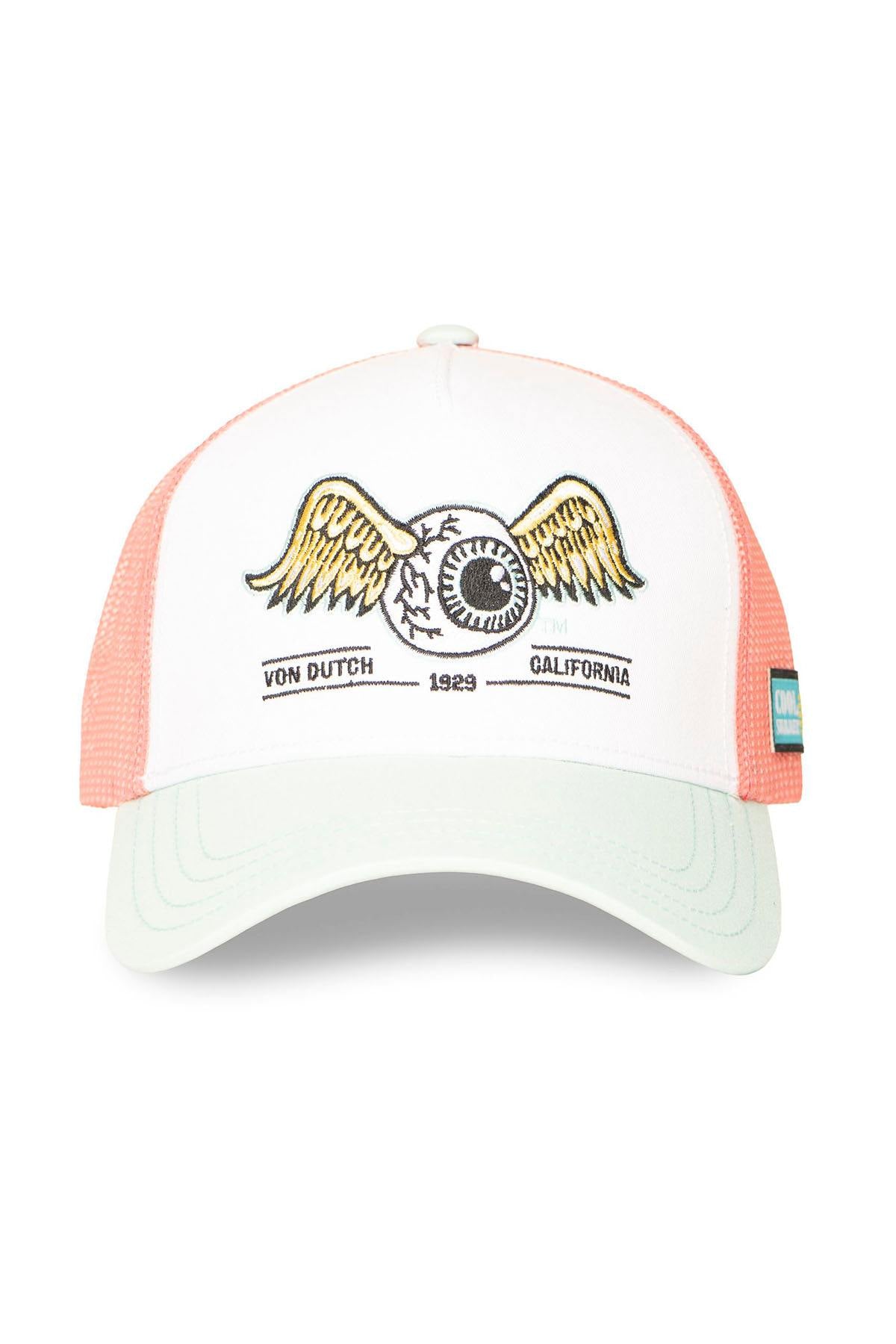 White and pink mesh cap with winged eye logo - Image n°4