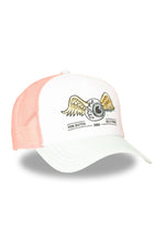 White and pink mesh cap with winged eye logo - Image n°7