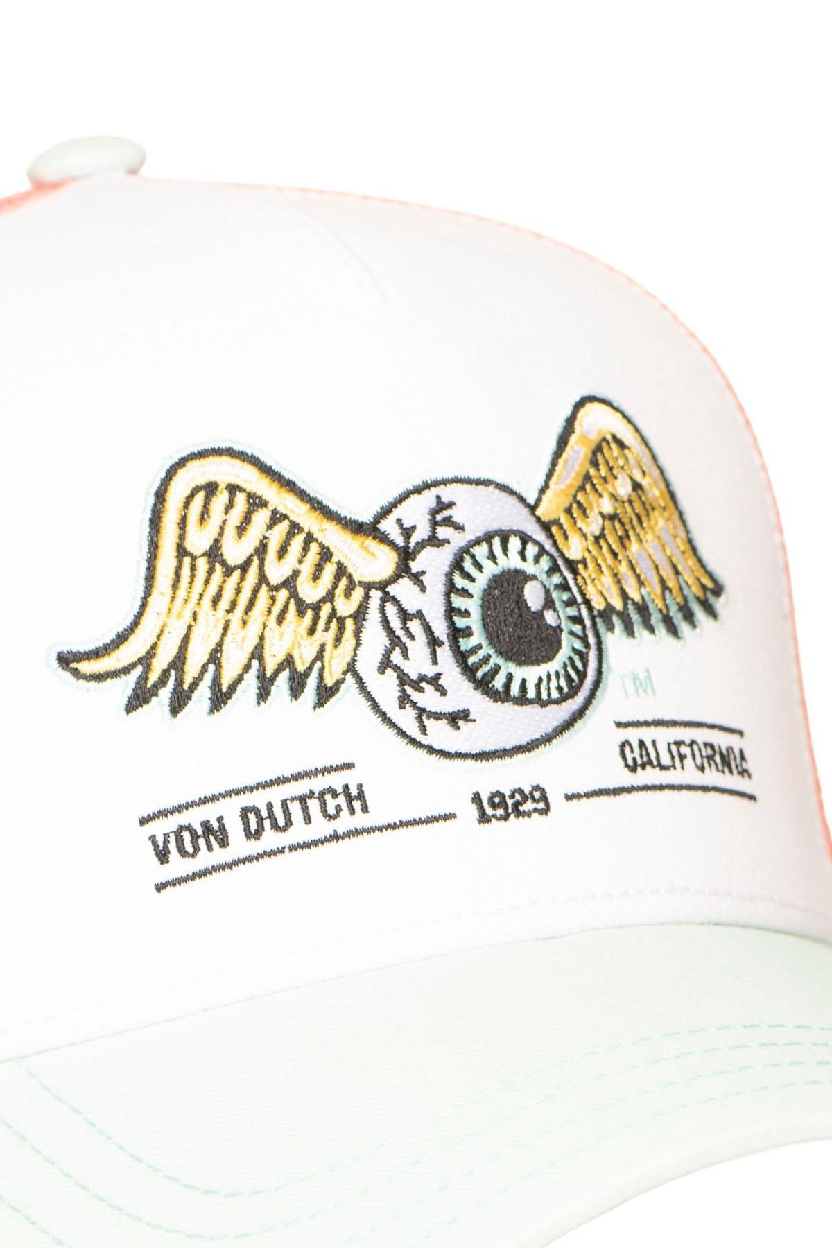 White and pink mesh cap with winged eye logo - Image n°3