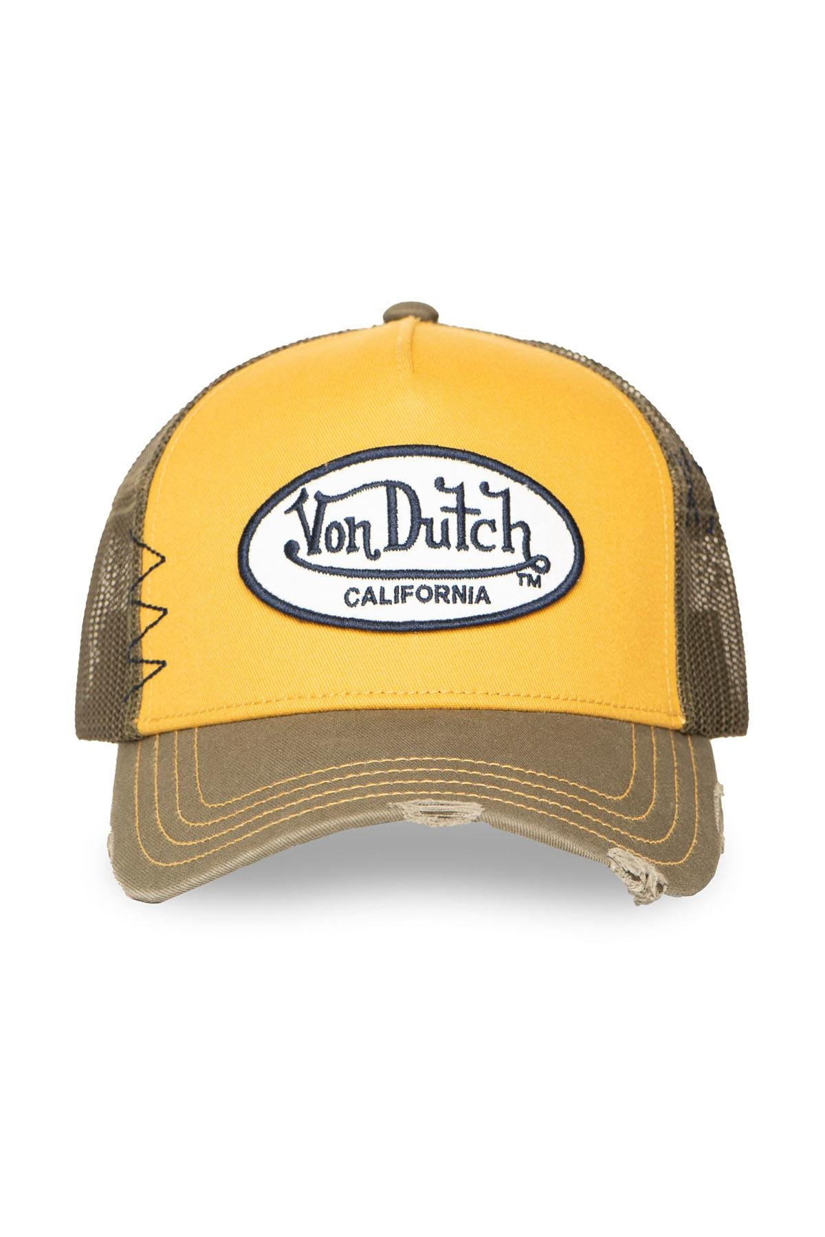 Yellow and khaki distressed mesh cap - Image n°4