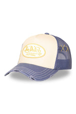 blue and beige distressed mesh cap - Image n°1