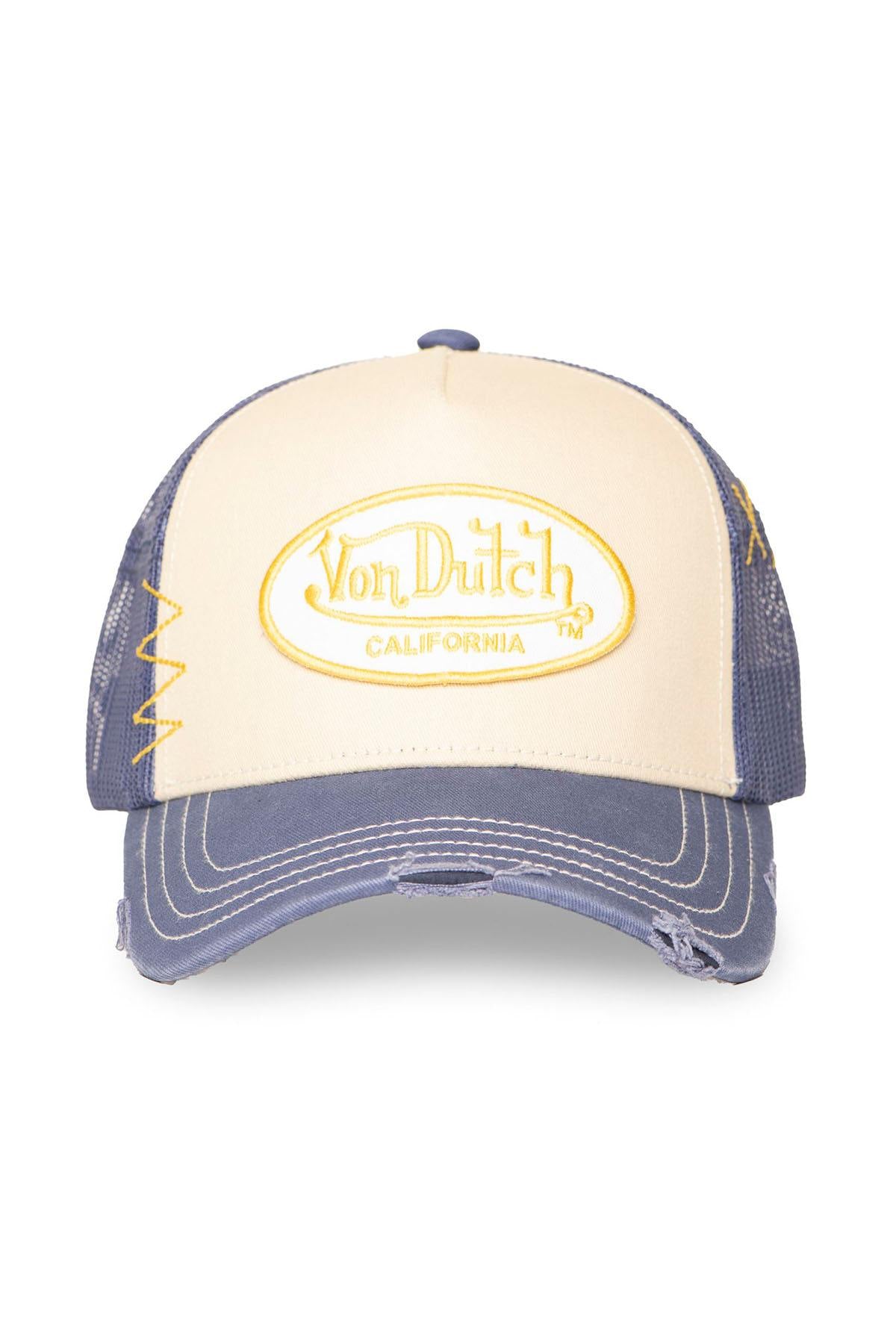 blue and beige distressed mesh cap - Image n°4