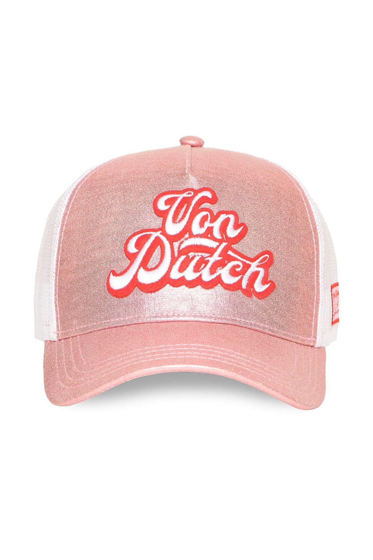 Pink and white mesh cap with pop-style logo - Image n°4