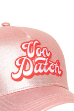 Pink and white mesh cap with pop-style logo - Image n°3