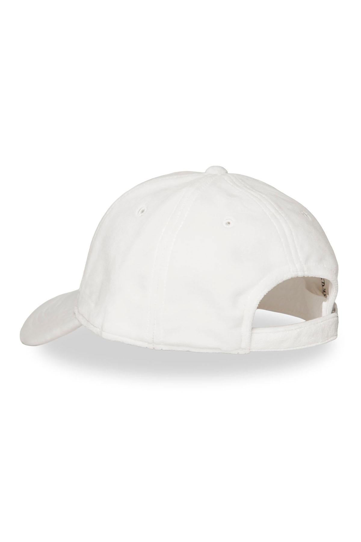 White velvet cotton cap with rhinestone logo - Image n°2