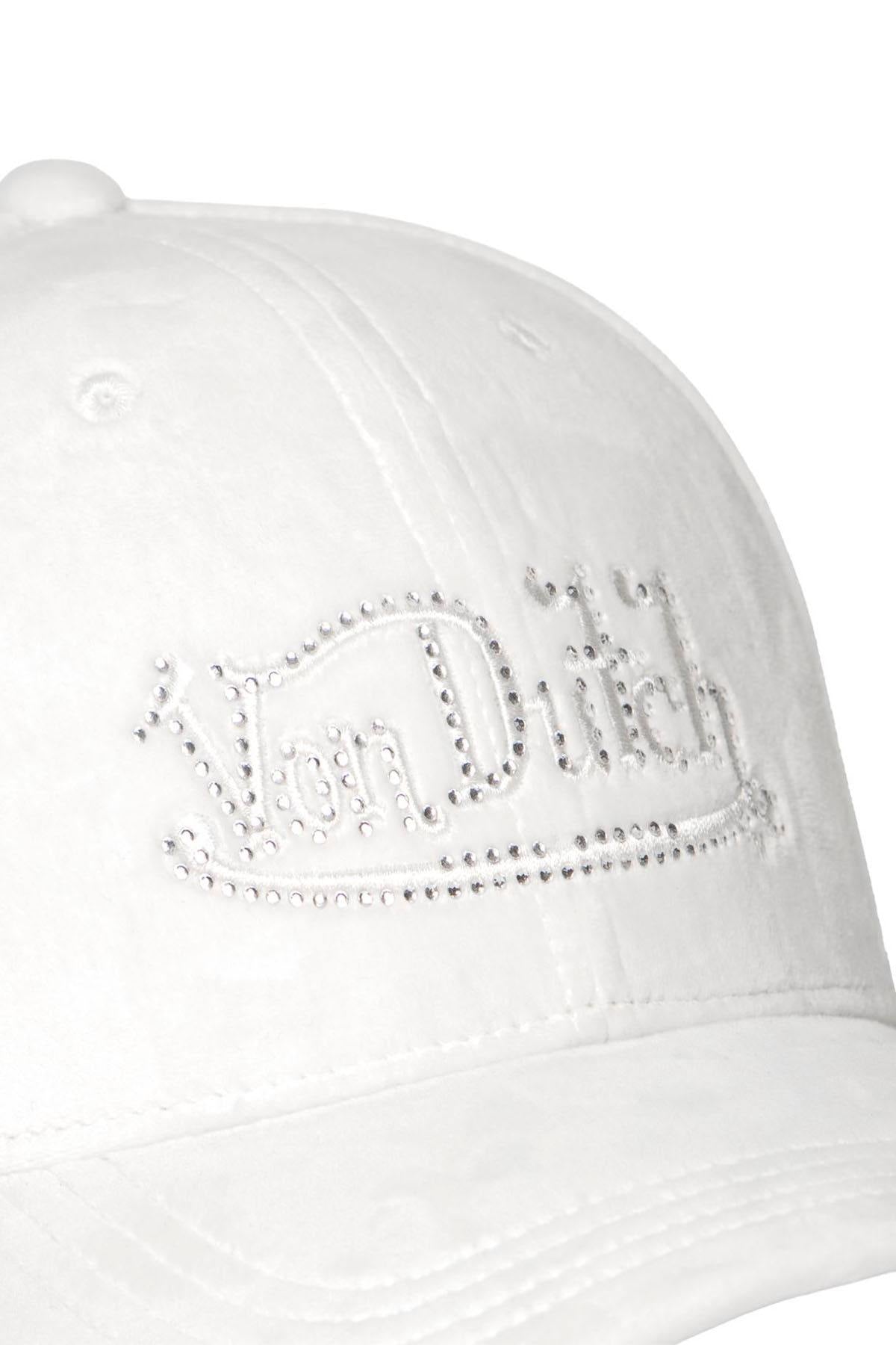 White velvet cotton cap with rhinestone logo - Image n°3