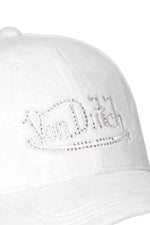 White velvet cotton cap with rhinestone logo - Image n°3