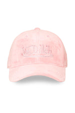 Pastel pink velvet cotton cap with rhinestone logo - Image n°4