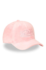 Pastel pink velvet cotton cap with rhinestone logo - Image n°7