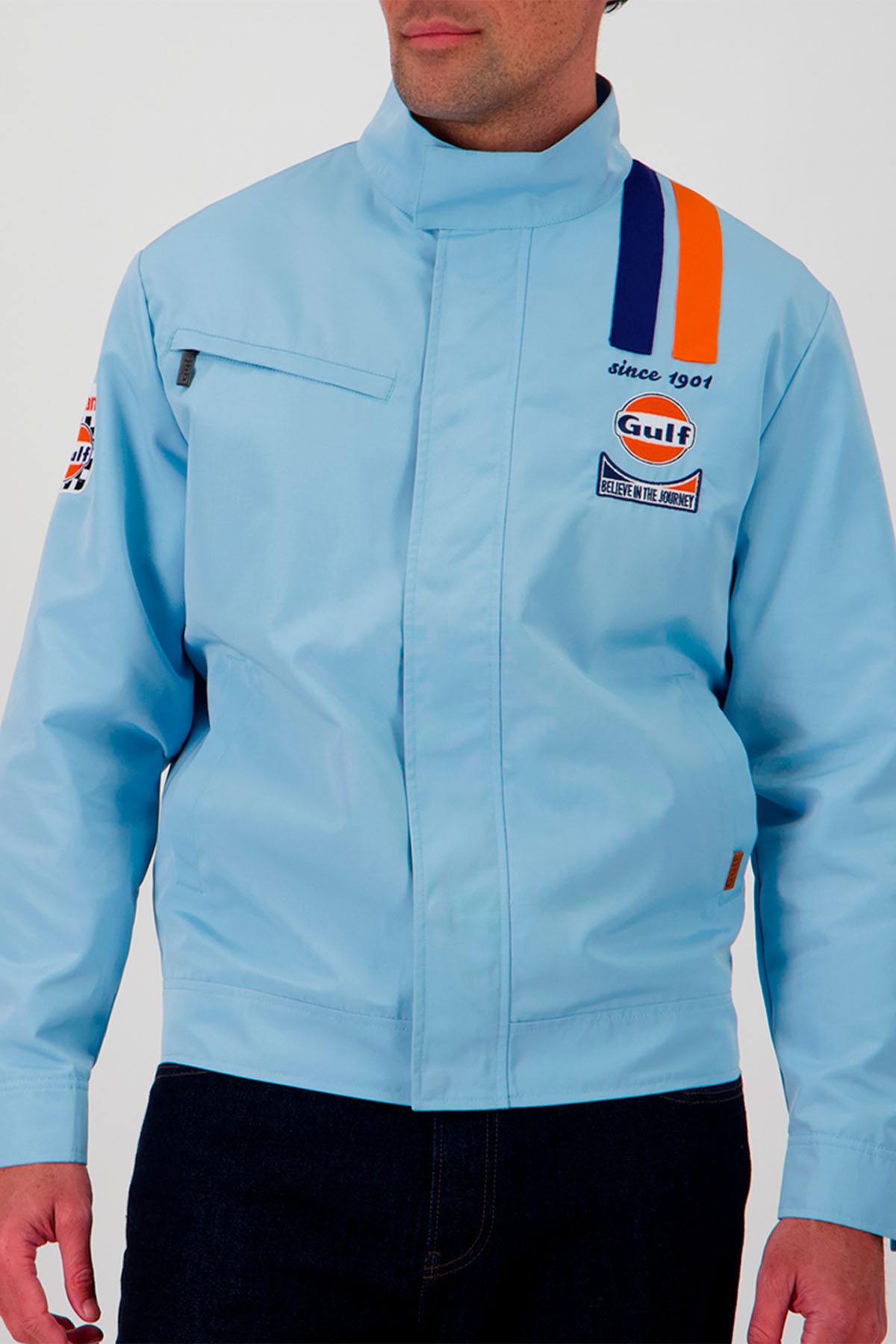 Gulf light blue racing textile jacket - Image n°1