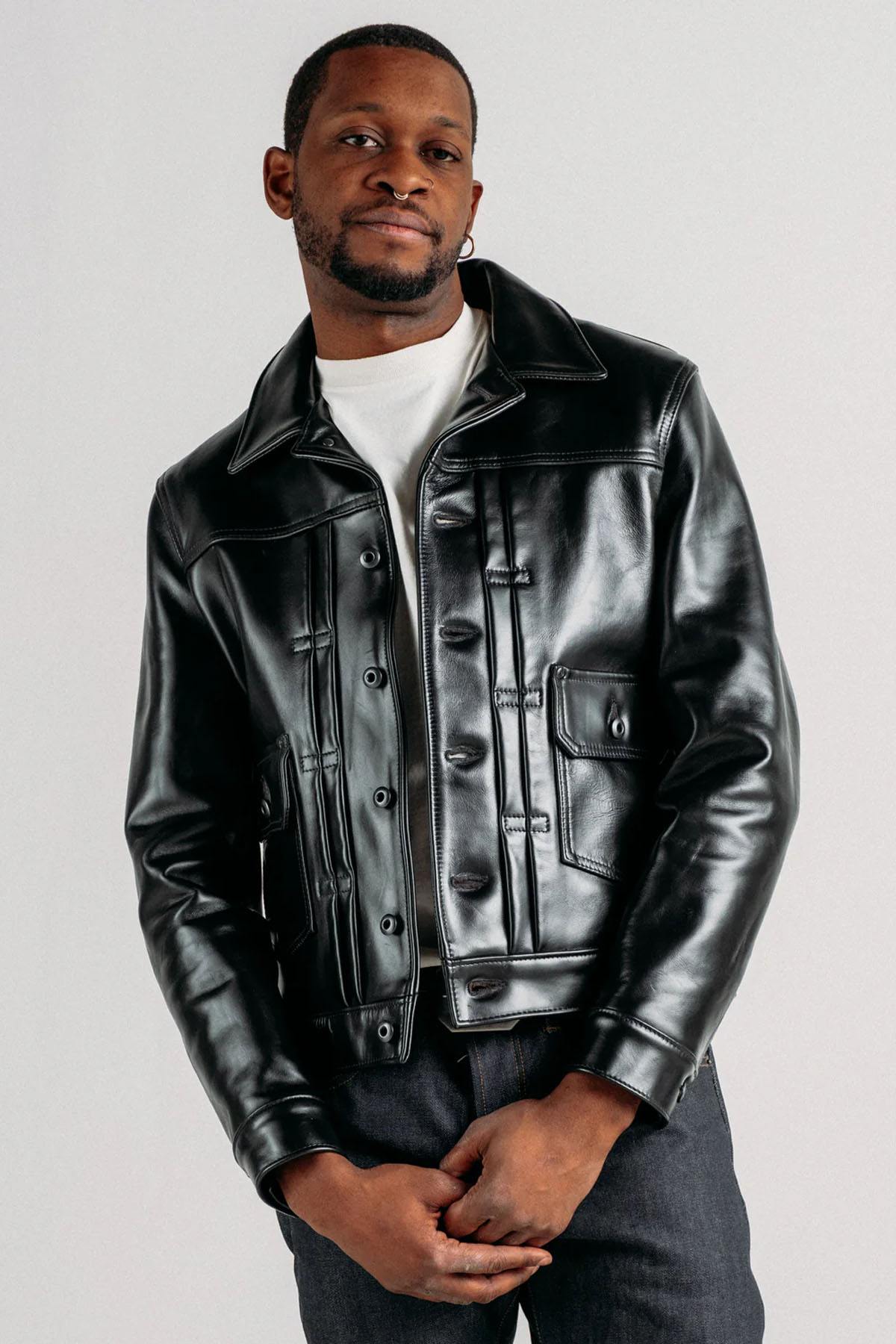 Horsehide trucker jacket made in USA - Image n°1