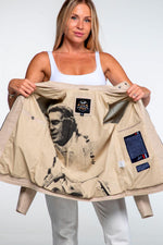 Women's ecru racing leather jacket - Image n°3