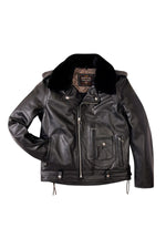 Anniversary edition motorcycle jacket with removable fur collar - Image n°1