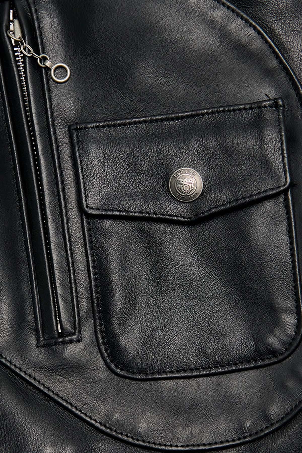 Anniversary edition motorcycle jacket with removable fur collar - Image n°2