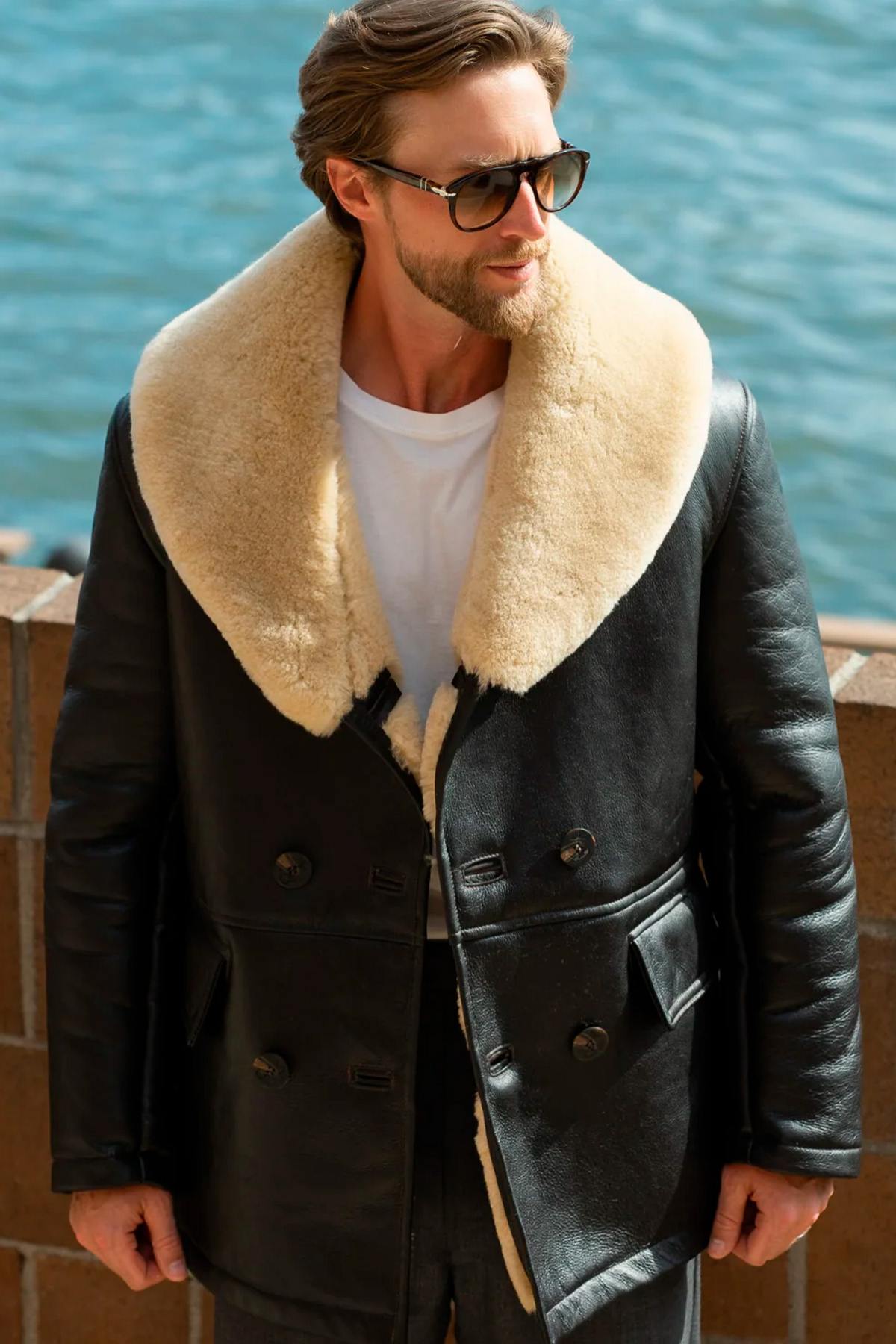Brown shearling coat Made in USA - Image n°1